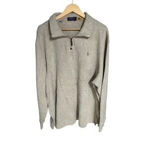Polo‎ Ralph Lauren XXL 1/4 Zip Pullover Long Sleeve Sweater Mens Beige